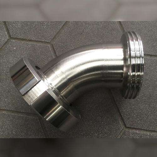 RVS koppelstuk Bocht 45' Draad - Puntstuk/wartel (DIN11851)