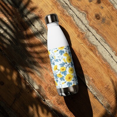 Floral Print Stainless Steel Water Bottle Size 17oz 500ml