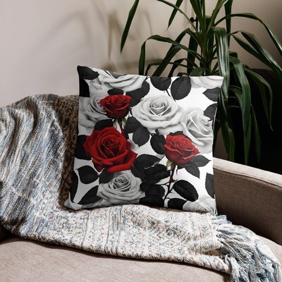 Roses Theme Print Basic Pillow With Hidden Zipper | 3 Different Sizes