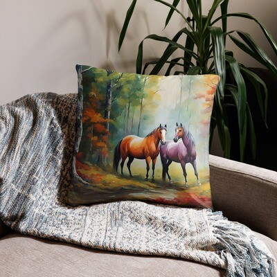 Printed Horse In A Jungle Theme Pillow Case 18&quot;x18&quot;, 20&quot;x20&quot;
