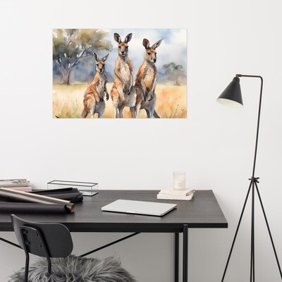 Kangaroos Watercolor Theme Poster | 24&quot; x 36&quot;