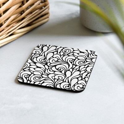 Floral Seamless Pattern Print Cork-back Coaster 3.75&quot; x 3.75&quot;