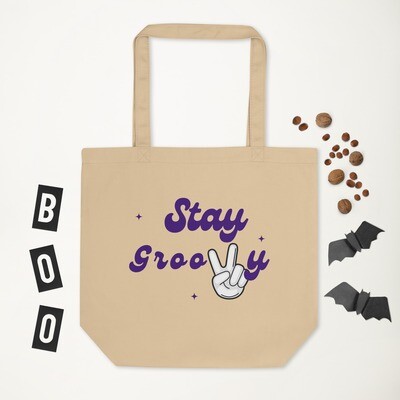 Stay Groovy Eco Tote Bag | Grocery, Travel Essential Bag