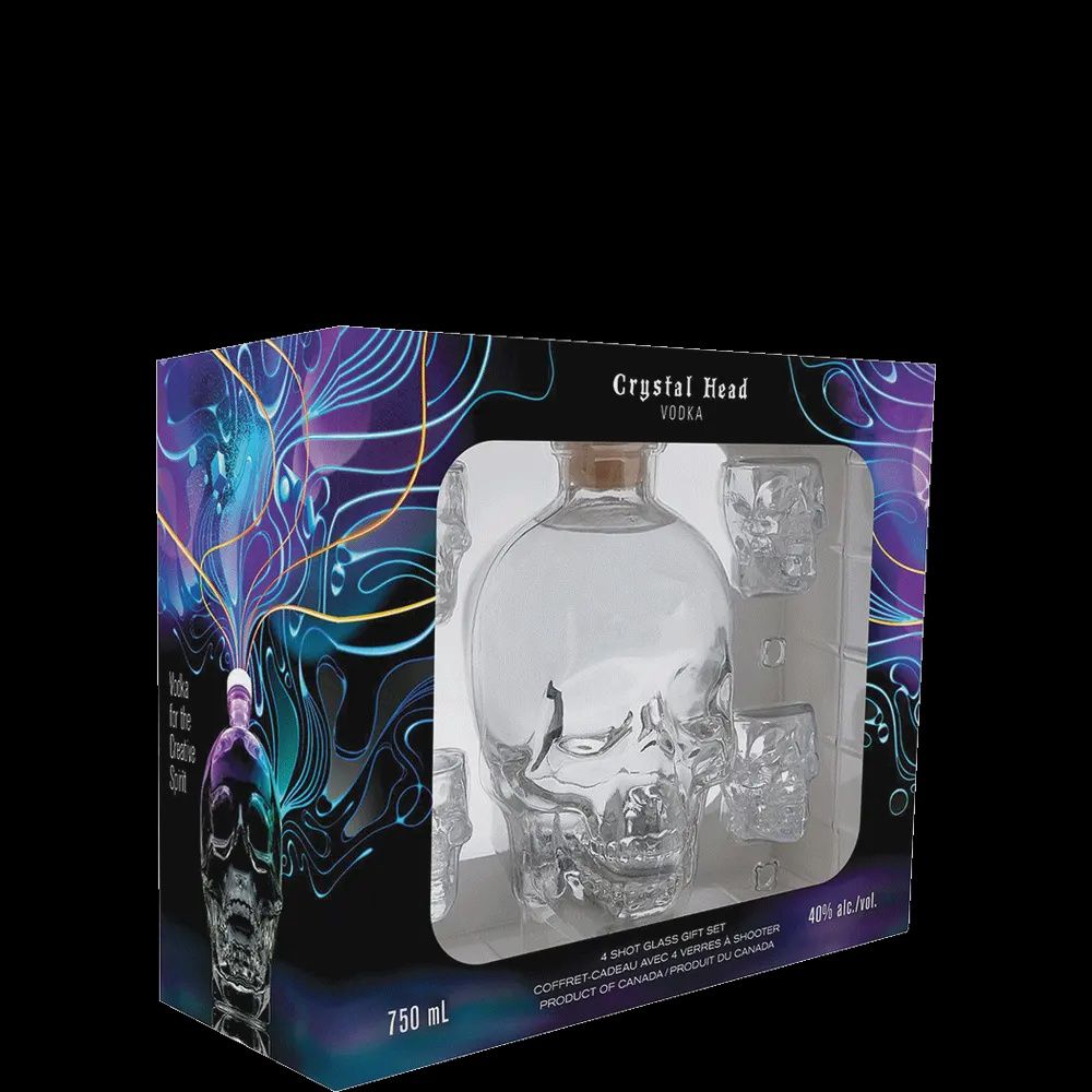 CRYSTAL HEAD VODKA 750ML W/SHOT GLASS