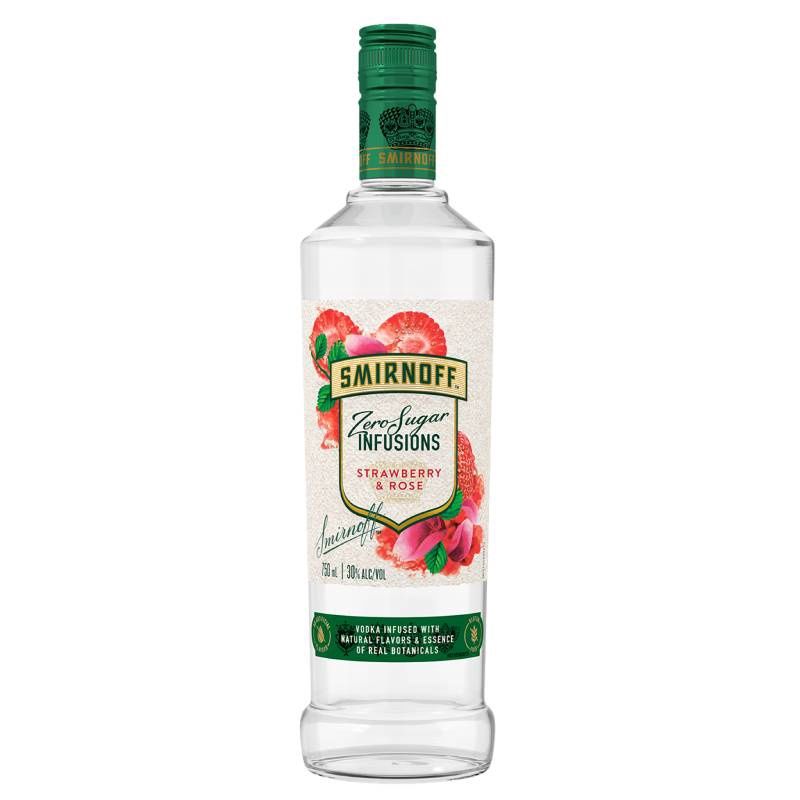 SMIRNOFF ZERO STRAWBERRY ROSE VODKA 750ML