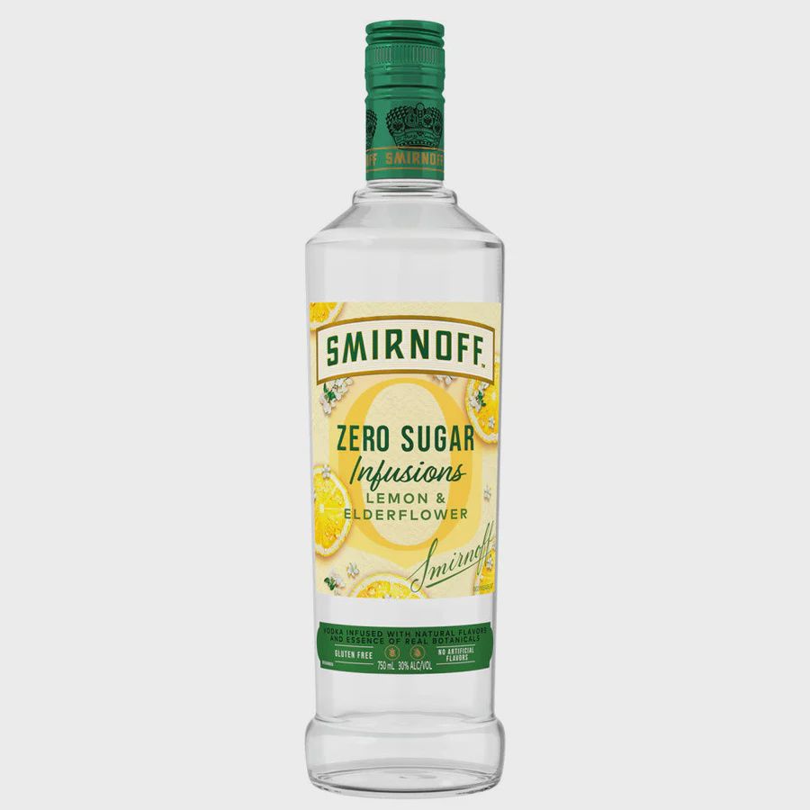 SMIRNOFF ZERO LEMON AND ELDERFLOWER VODKA 750ML
