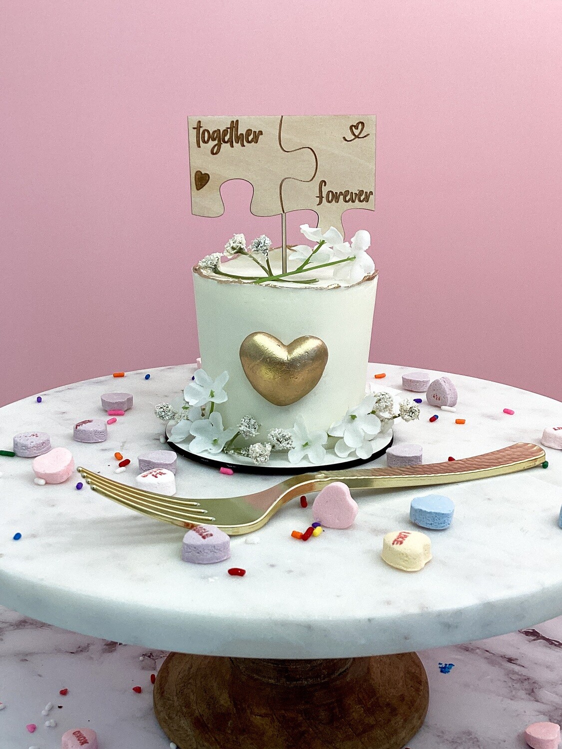 Gold Heart Baby Cake