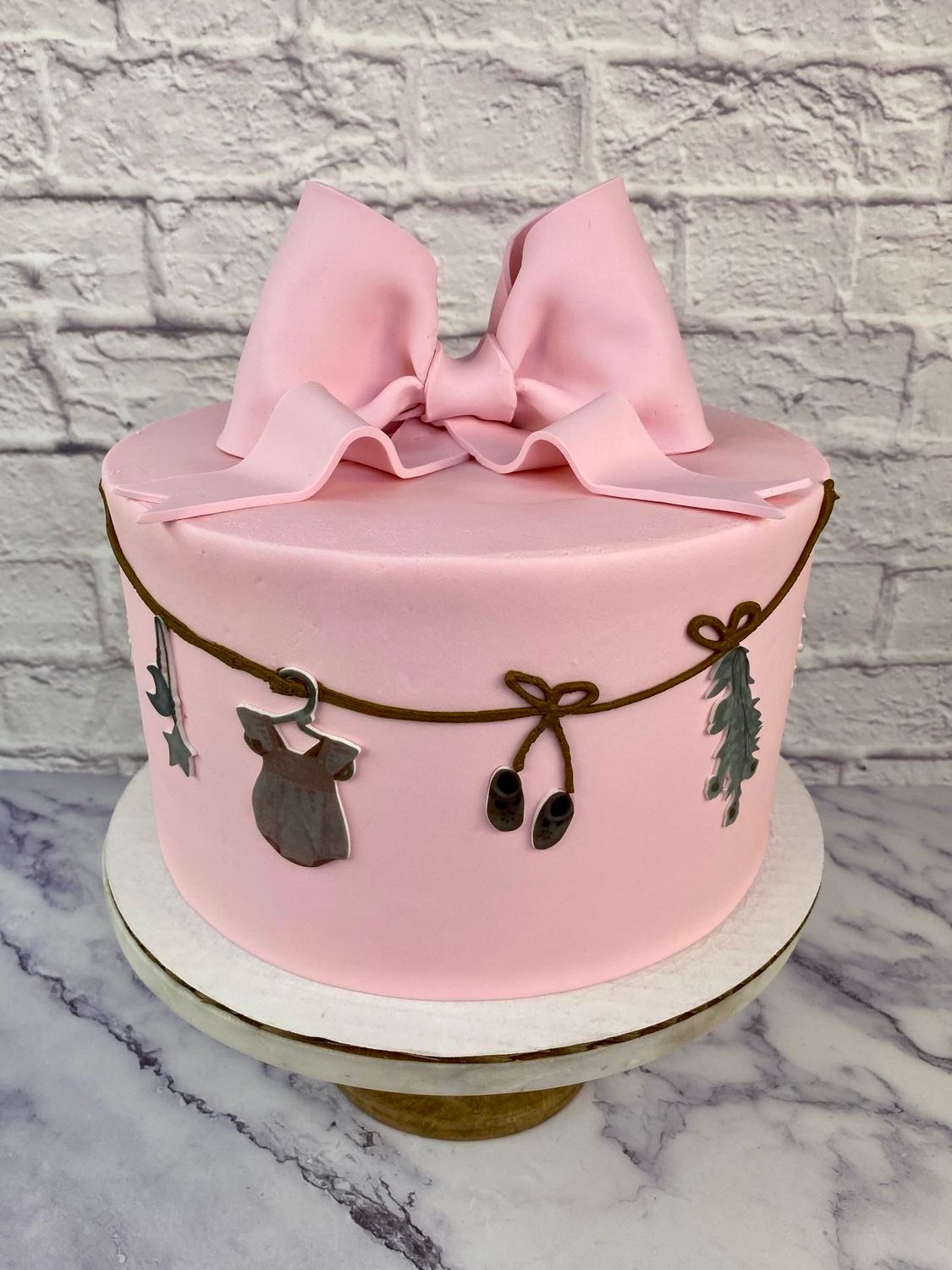 Pink Bow Baby Shower Cake