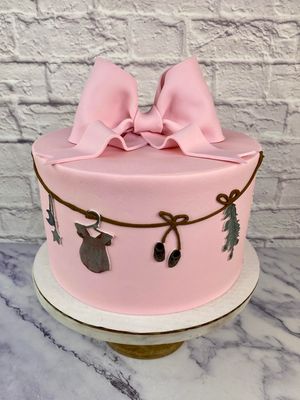 Pink Bow Baby Shower Cake