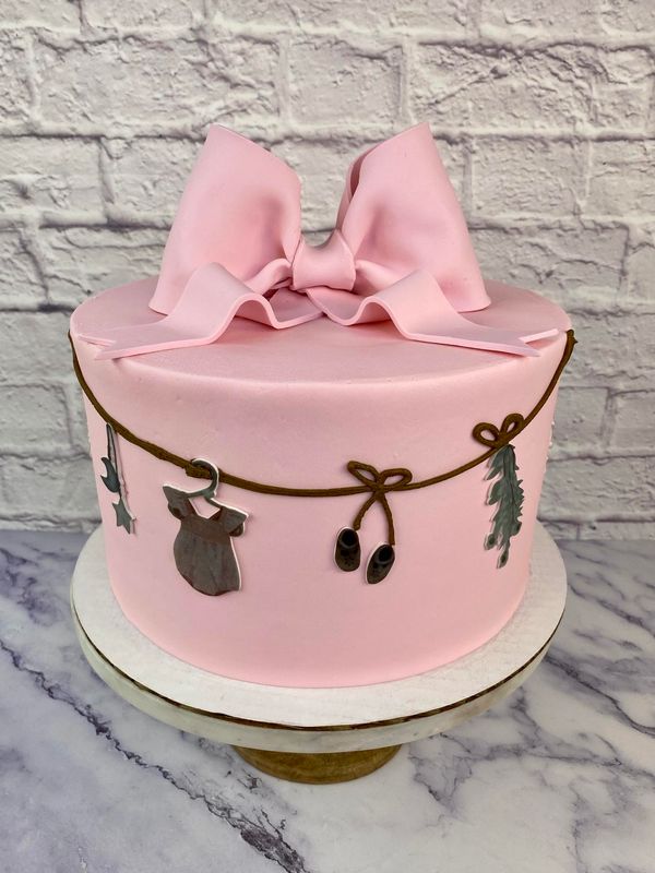Pink Bow Baby Shower Cake