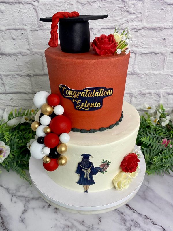 2 Tier Graduation Cake With Image