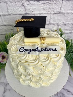 Graduation Cake With Piped Rosettes