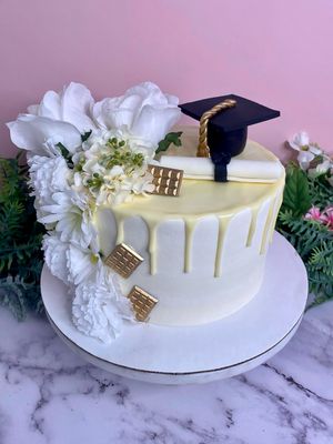 Graduation Cake With Silk Florals