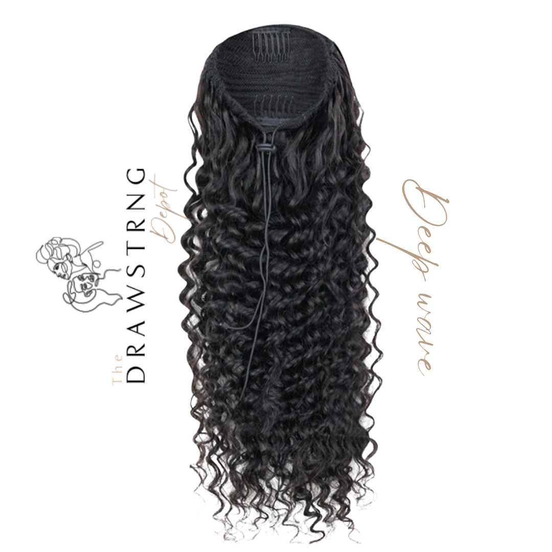 24” Deep Wave Drawstring Ponytail