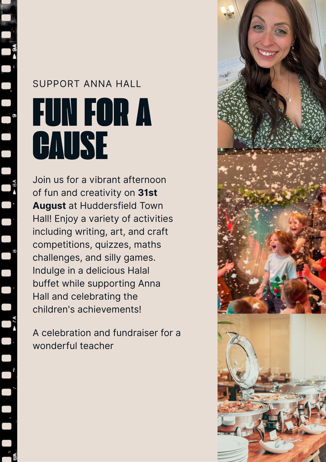 Fundraising Party for Anna Hall Sunday 31st August 2025 between 2pm-5pm at Huddersfield Town Hall