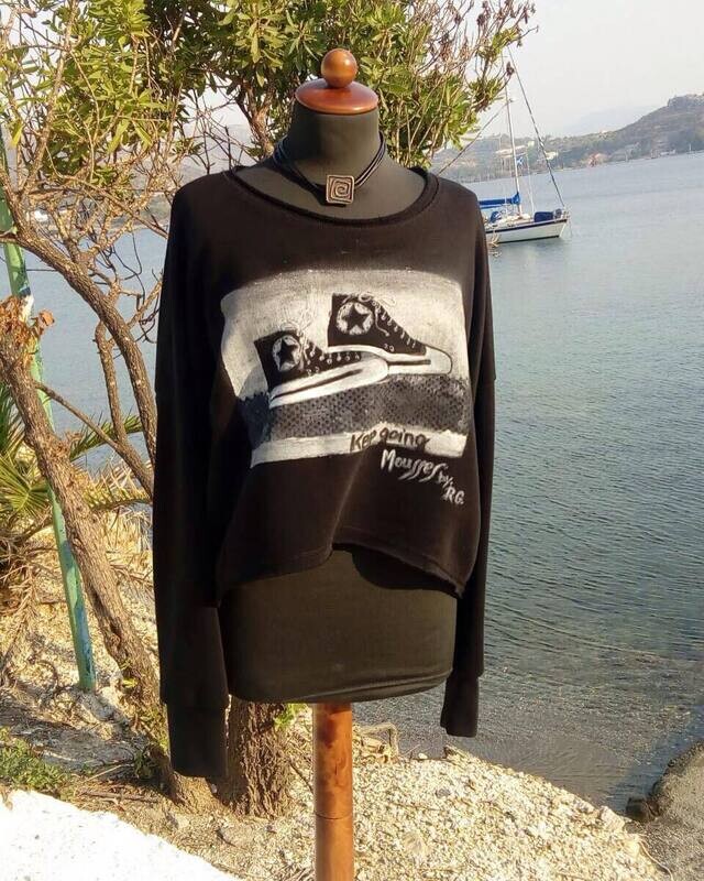 Hand-painted hoodie "Keep Going" with custom brush art design
