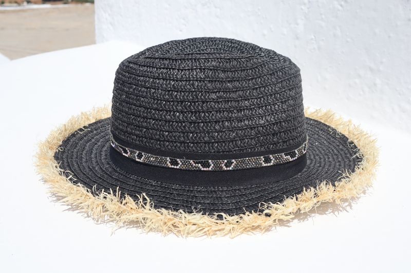  BLACK WICKER HAT