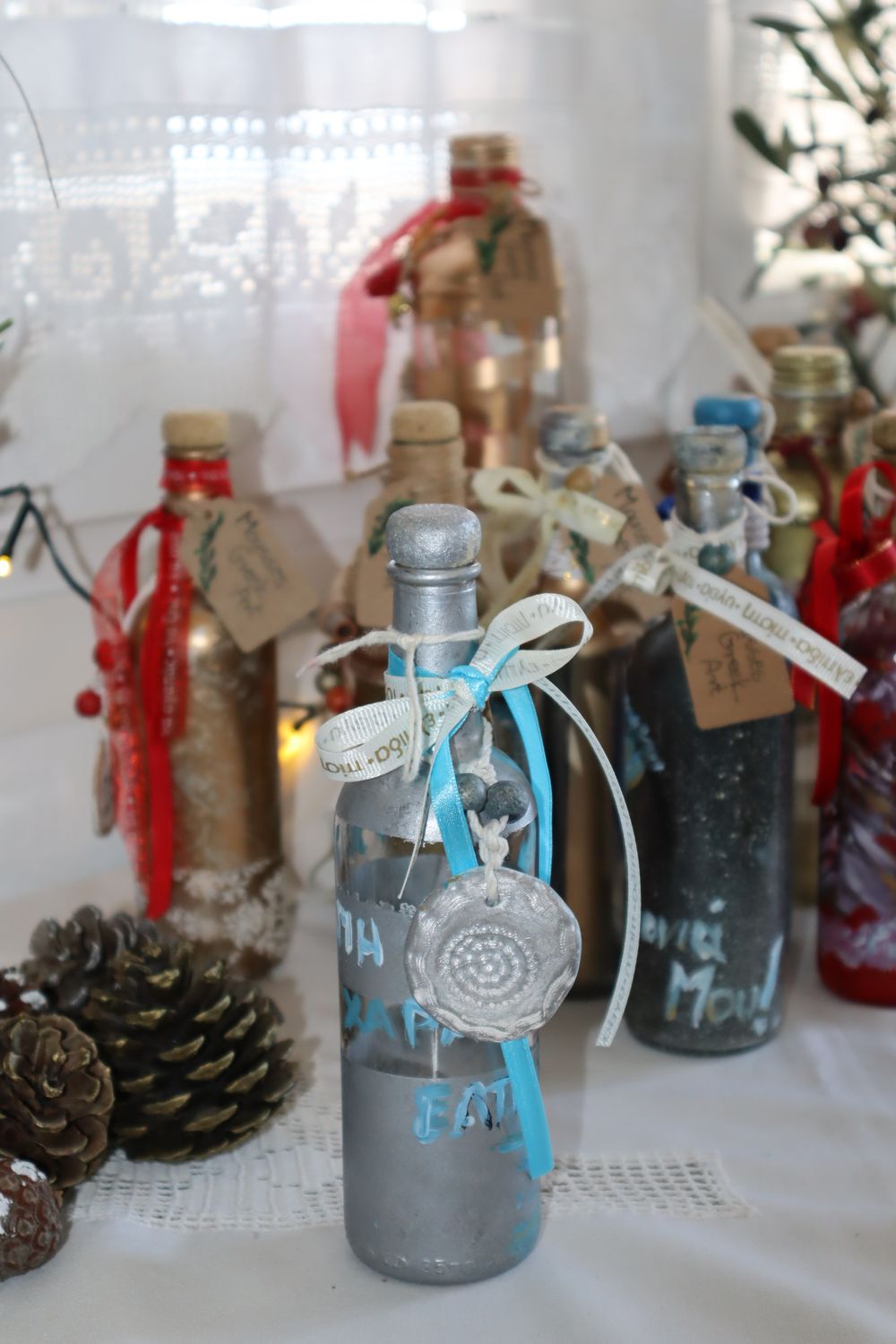 Greek Lucky Charm - unique handmade charm 2026 - hand-painted glass bottle