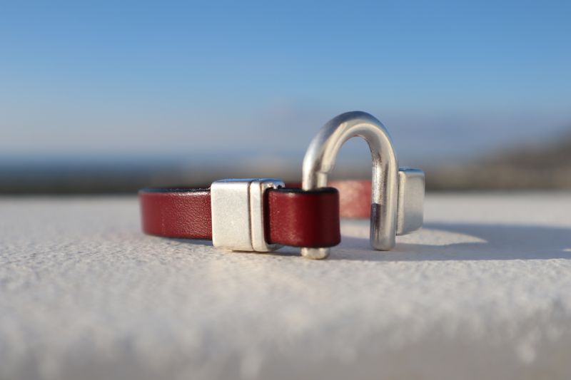 Handmade Men's Bracelet Kreon with Burgundy Leather