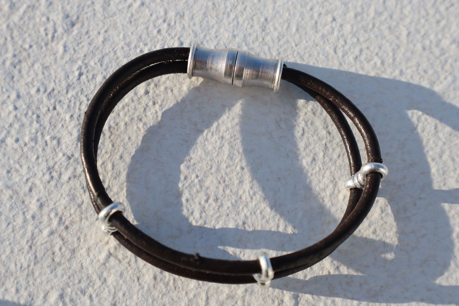 Handmade Men's Bracelet Aris with Black Leather Cord