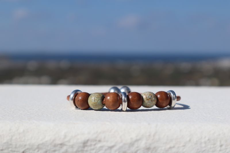 Handmade Men's Bracelet Mirtos with Wooden Beads