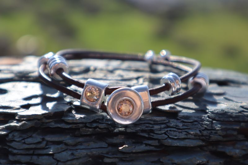 Handmade Men's Bracelet Sparti with Leather and Crystals