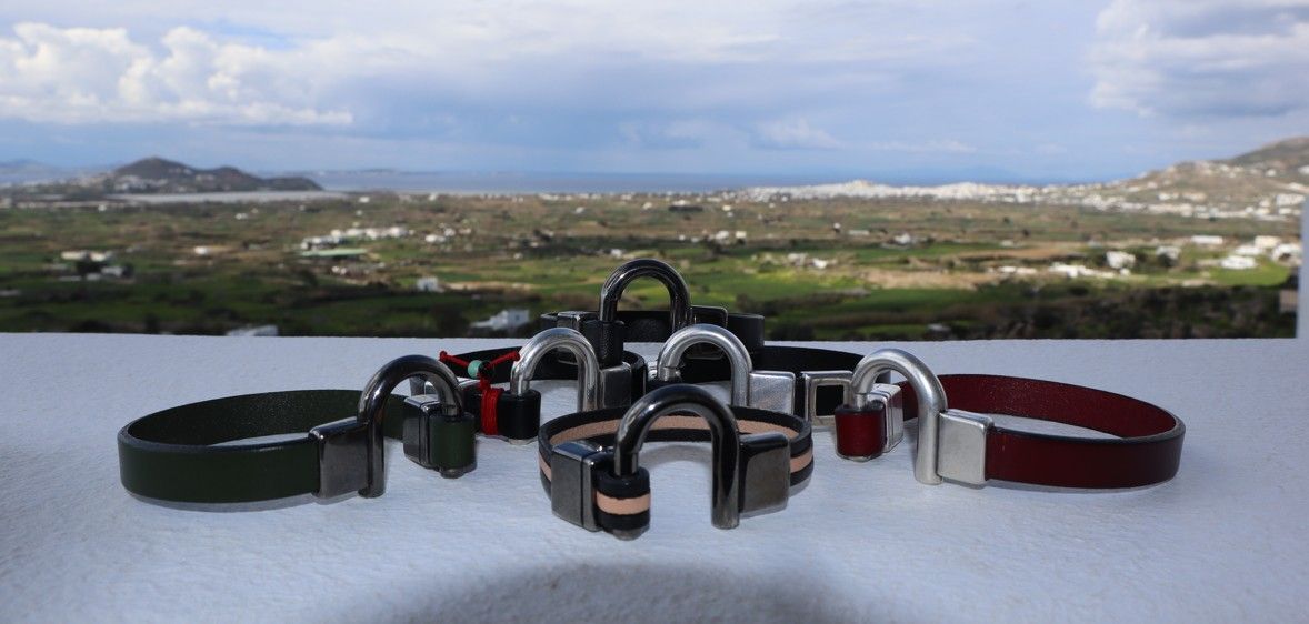 Handmade Men's Bracelet Kreon with Burgundy Leather