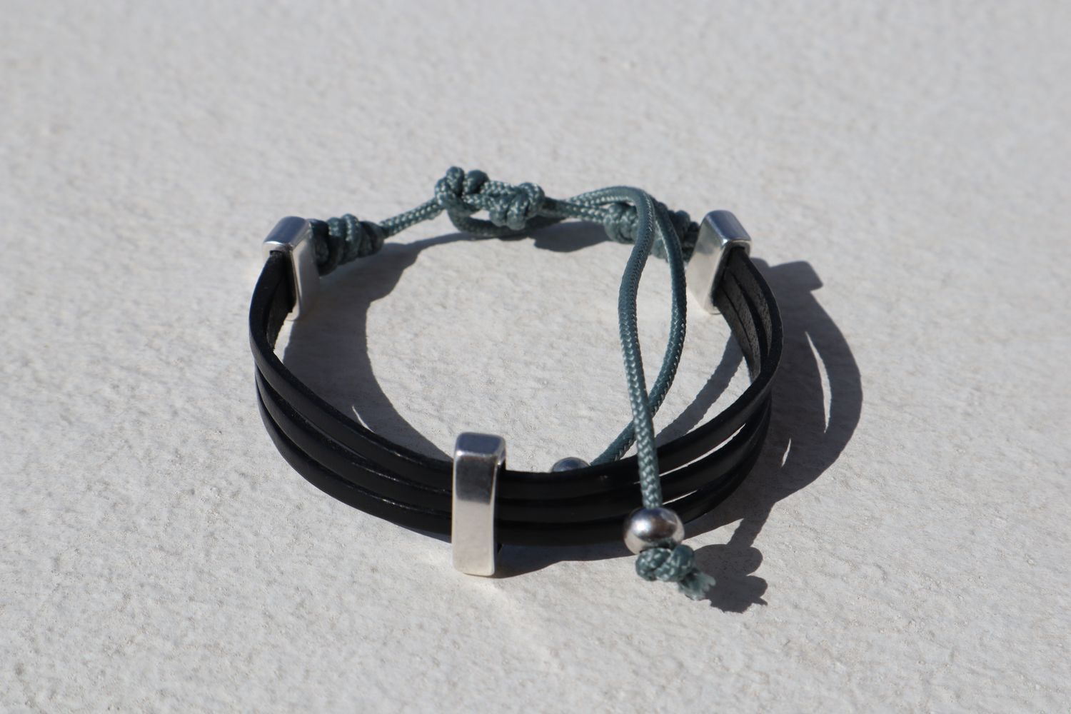Handmade Men's Bracelet Paris with Tripple Leather
