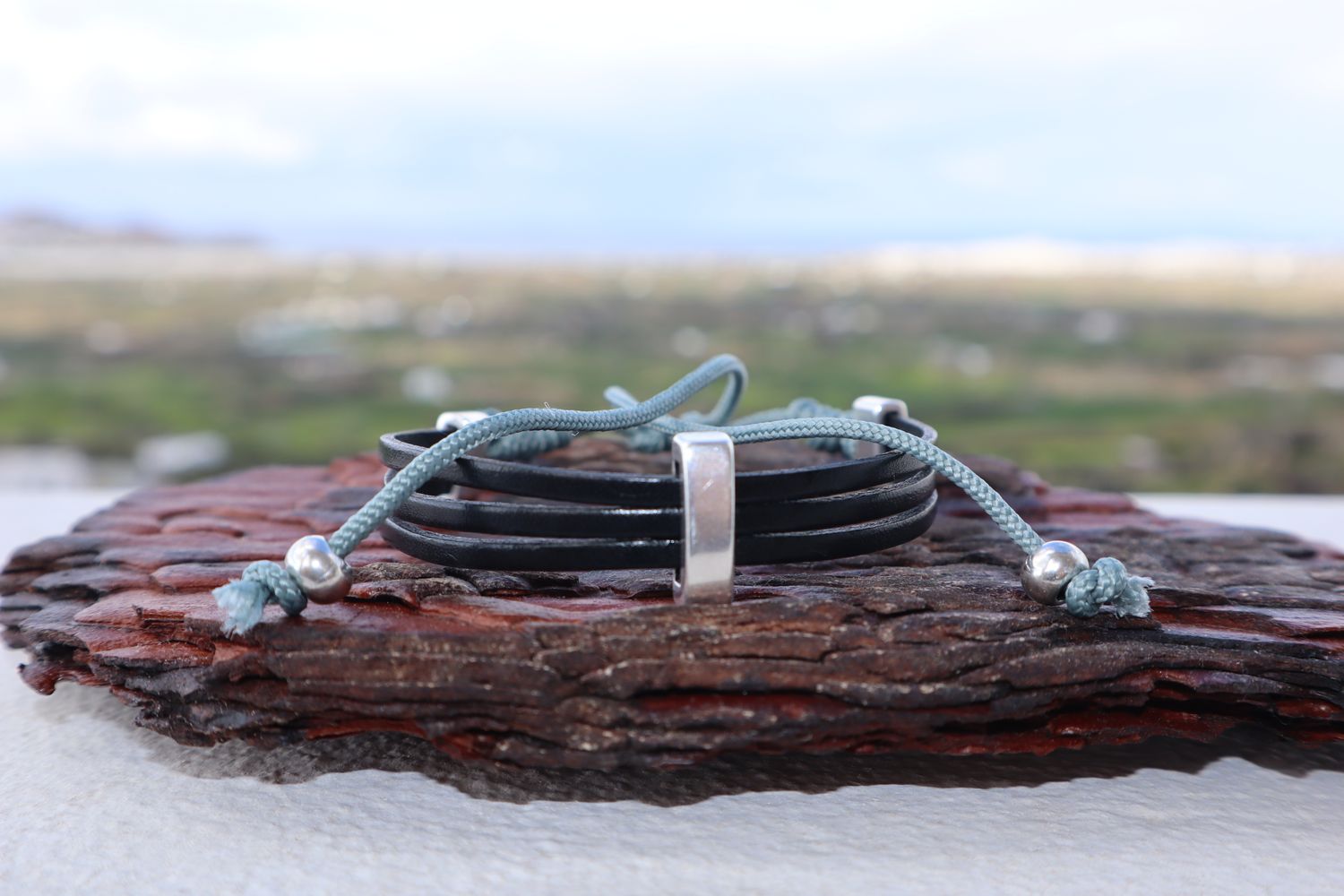 Handmade Men's Bracelet Paris with Tripple Leather