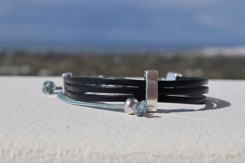 Handmade Men's Bracelet Paris with Tripple Leather