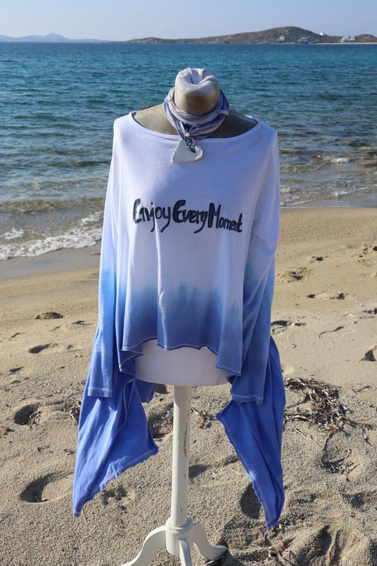 ENJOY EVERY MOMENT long sleeve cotton t-shirt with handpainted graphics