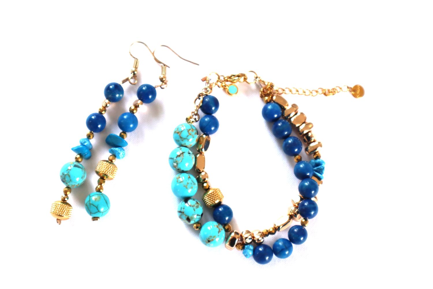 SANTA FE dangling drop earrings chaolite, black lava, and hematite and agate. 925 silver plated clasp and elements