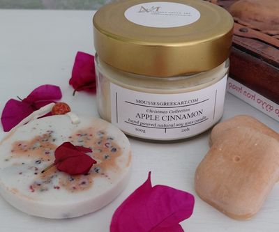 Apple Cinnamon natural soy wax candle - hand poured - 100g