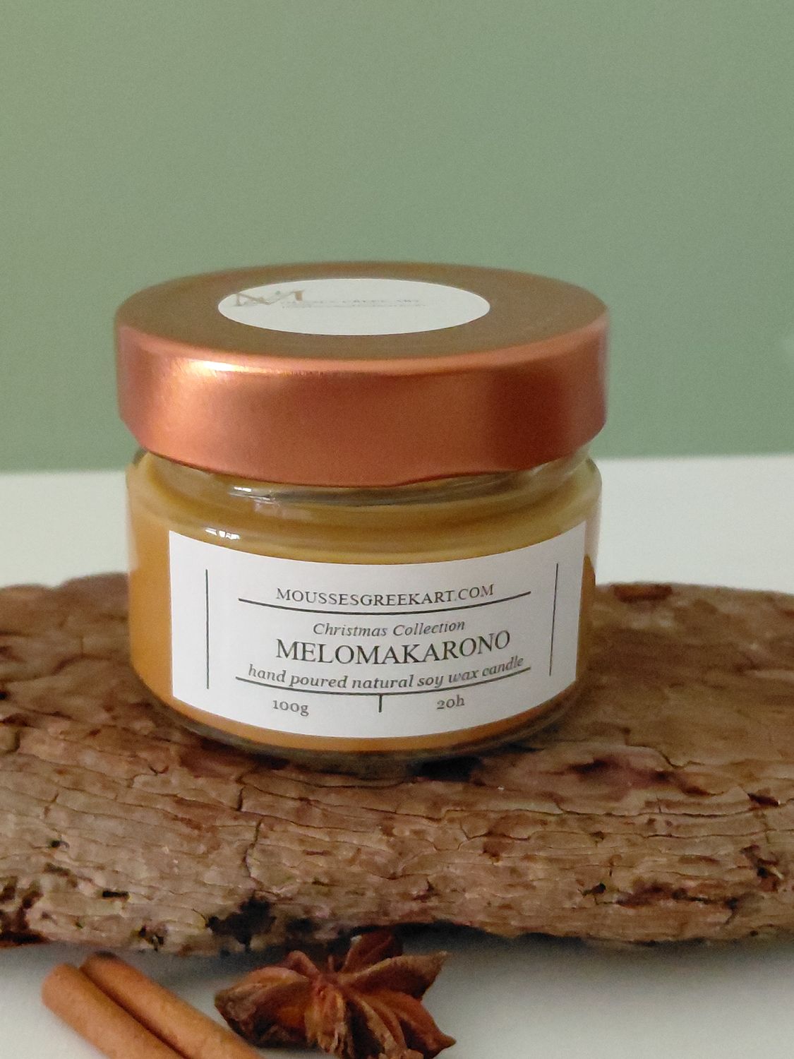 Melomakarono natural soy  wax -hand poured -100g