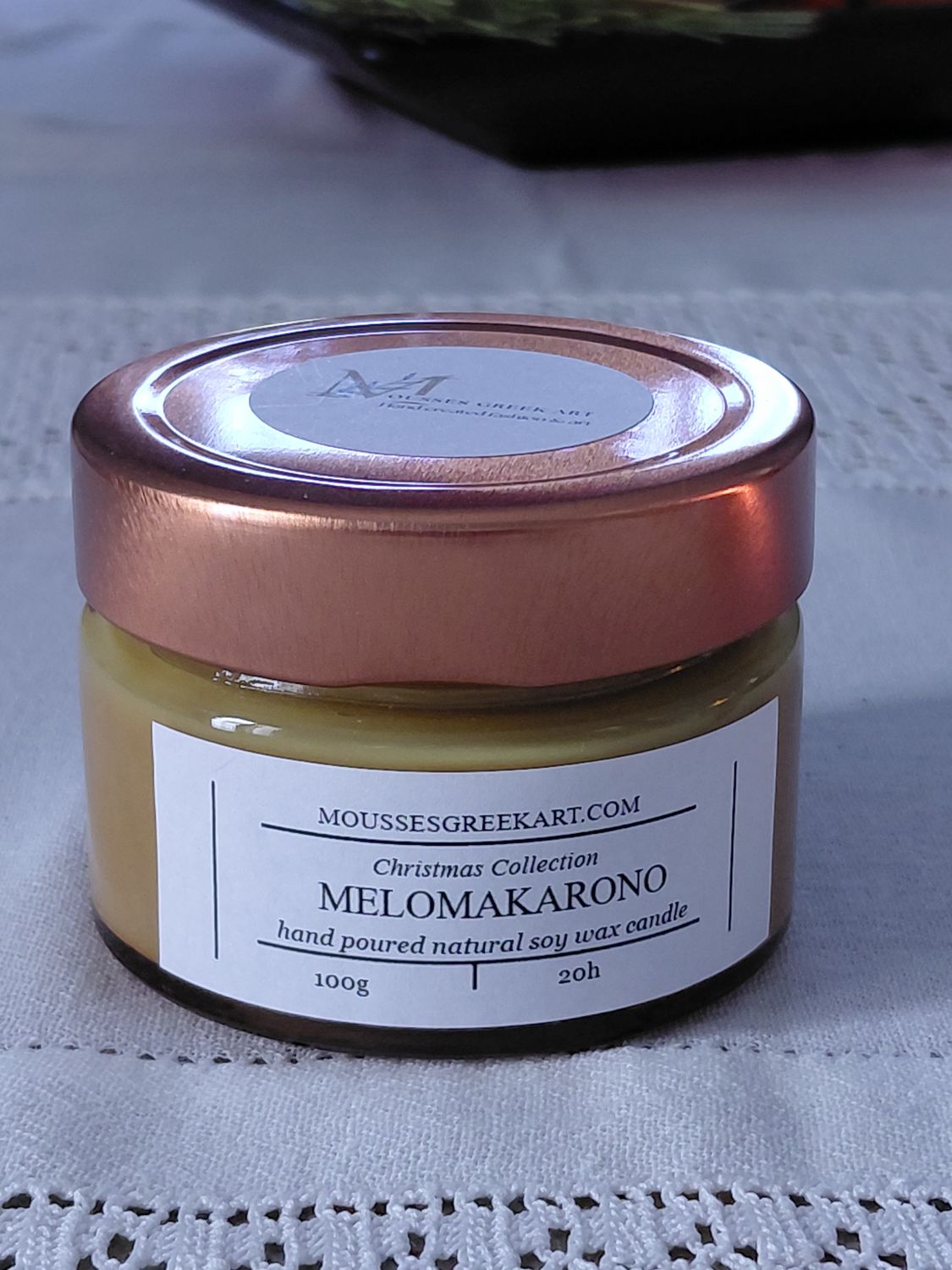 Melomakarono - natural soy  wax candle  -hand poured -100g