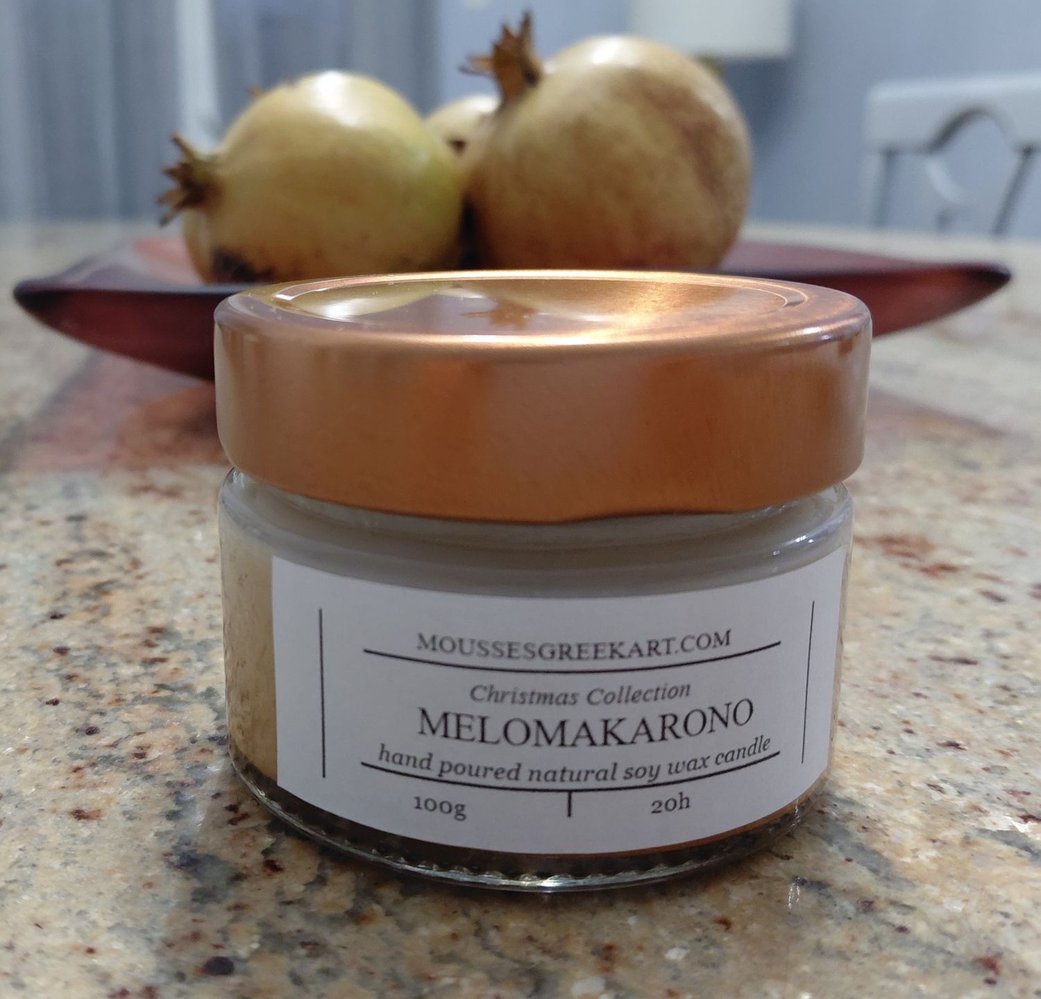 Melomakarono - natural soy  wax candle  -hand poured -100g