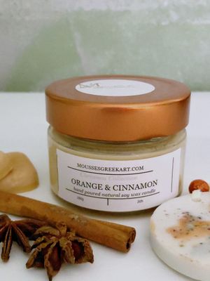 Orange Cinnamon-natural soy wax candle-hand poured 100g