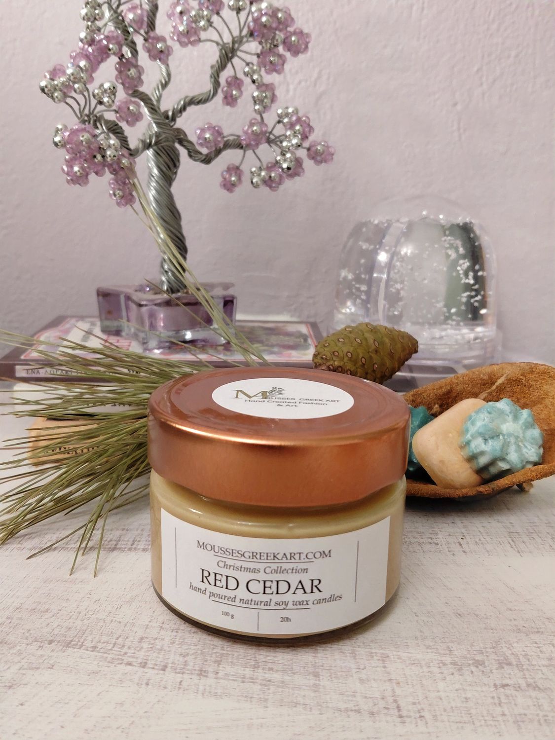 Red Cedar natural soy wax candle - hand poured- 100 g