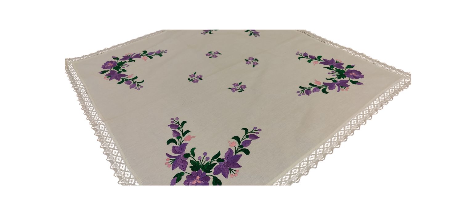 VIOLET  Greek vintage table cloth