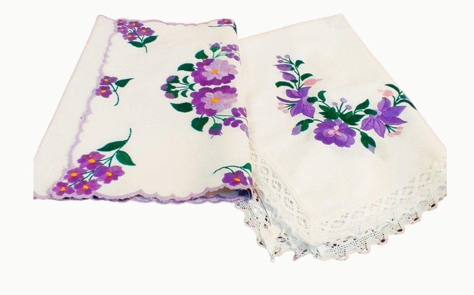 VIOLET  Greek vintage table cloth