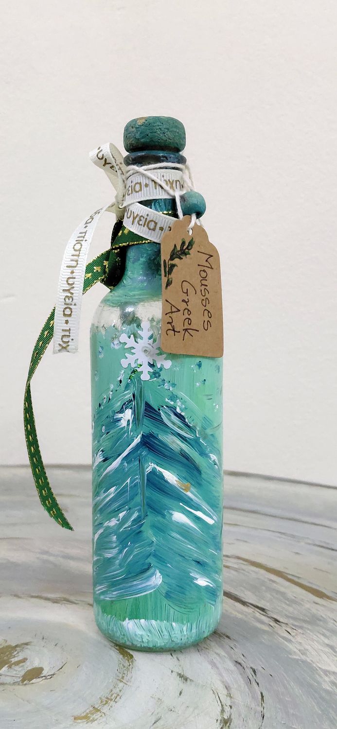 Greek Lucky Charm - unique handmade charm 2026 - hand-painted glass bottle