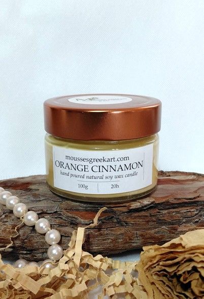 Orange Cinnamon-natural soy wax candle-hand poured 100g
