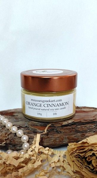 Orange Cinnamon-natural soy wax candle-hand poured 100g