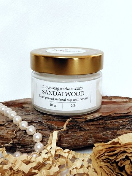 Sandalwood - natural soy wax candle- hand poured 100 g