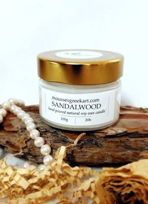 Sandalwood - natural soy wax candle- hand poured 100 g