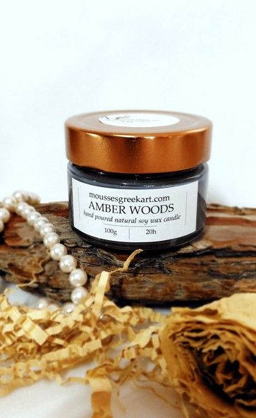 Amber Woods - natural soy wax candle -hand poured- 100g