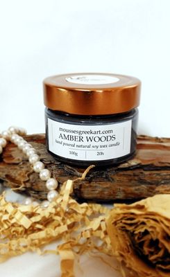 Amber Woods - natural soy wax candle -hand poured- 100g