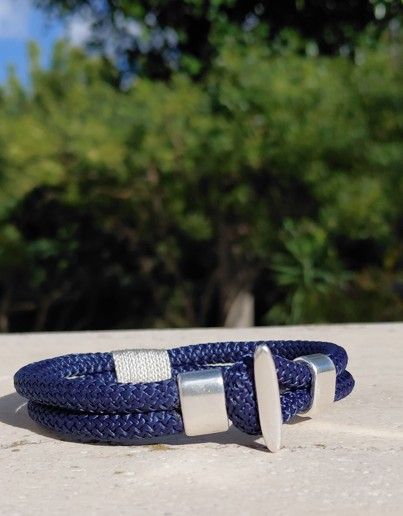 Handmade Men's Bracelet Sounio with Blue Rope
