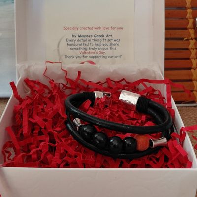 ‘ALKIMOS’ Men’s Handmade Leather Bracelet - Valentine’s Day Gift