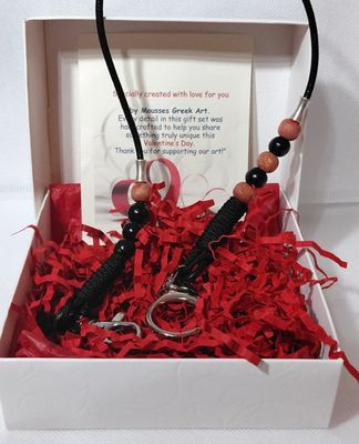 Handmade black leather wallet and key trouser chain Alkimos